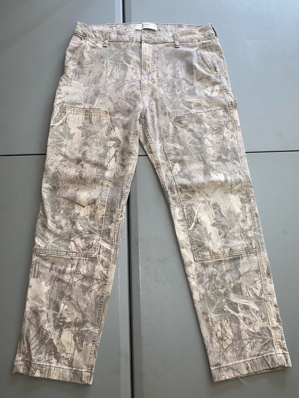 Hollister Baggy Grey White Camo Workwear Double Knee